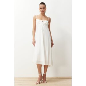 Trendyol Ecru A-line Gathered Collar Midi Woven Dress