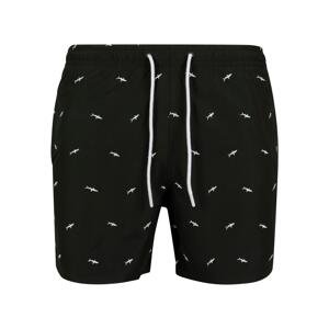 Embroidered swimsuit shark/black/white
