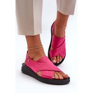 Zazoo Women's fuchsia leather sandals