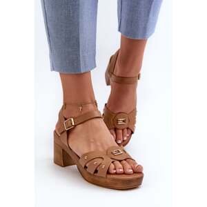 Women's high-heeled sandals made of eco leather, brown Assames