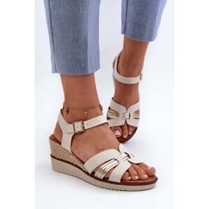 Women's wedge sandals with knitted gold