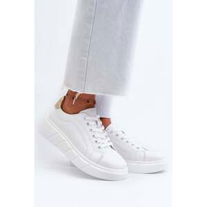 Women's leather platform sneakers, white Danida