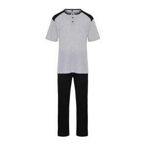 Trendyol Men's Gray Regular Fit Knitted Pajamas Set