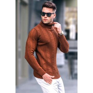 Madmext Camel Patterned Turtleneck Knitwear Sweater 5769