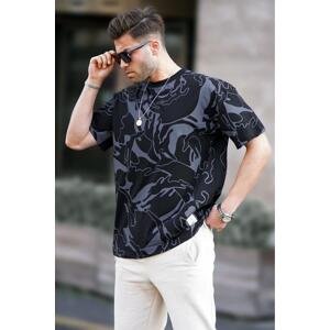 Madmext Black Patterned Oversize Men's T-Shirt 6197