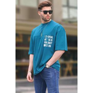 Madmext Petrol Blue Oversize Printed Men's T-Shirt 6193