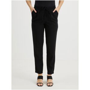 Women's black trousers with linen blend VERO MODA Jesmilo - Women