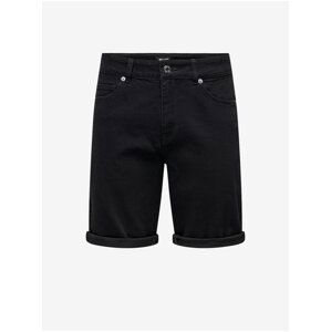 Black Mens Denim Shorts ONLY & SONS Ply - Men