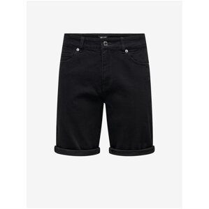 Black Mens Denim Shorts ONLY & SONS Ply - Men