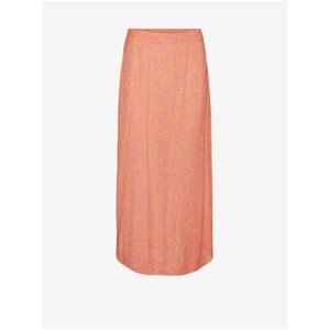 Women's Pink and Orange Floral Maxi Skirt Vero Moda Menny - Women