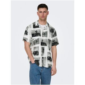 ONLY & SONS Black & White Men's Patterned Nano Shirt - Men's