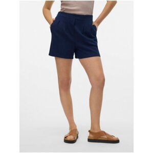 Navy blue women's shorts with linen Vero Moda Jesmilo - Women
