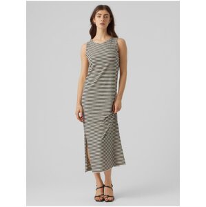 Black-beige women's striped maxi dress AWARE by VERO MODA Fiona - Women