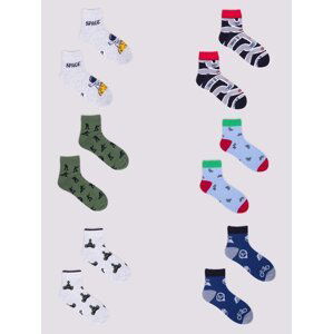 Yoclub Kids's Boys' Short Patterned Socks 6-Pack SKA-0024C-AA00-002