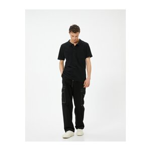 Koton Polo Neck T-Shirt Slim Fit Pocket Detailed Buttoned