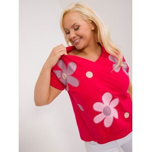 Red Plus Size Short Sleeve Blouse