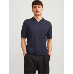 Men's Linen Polo Shirt Dark Blue Jack & Jones Cigor - Men's