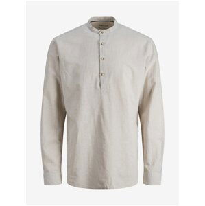 Beige Men's Linen Shirt Jack & Jones Summer - Men