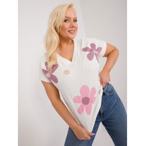 Ecru Casual Plus Size Blouse with Print