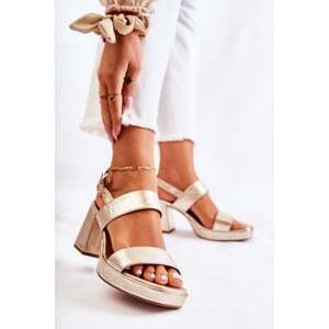 Fashionable leather sandals with high heels Maciejka 05522-25 Gold