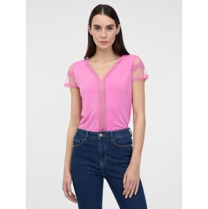 Orsay Women's Pink T-Shirt with Short Sleeves - Women