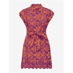 Orange-purple women's shirt patterned dress ONLY Lou - Women's