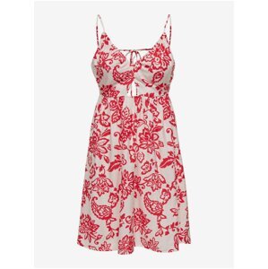 Red and White Women's Floral Dress ONLY Kiera - Women