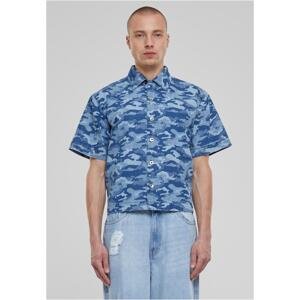 Men's shirt with print - camouflage/blue