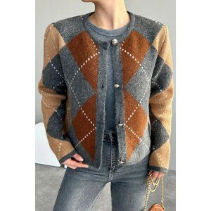 Laluvia Anthracite Self-Tangling Baklava Cardigan