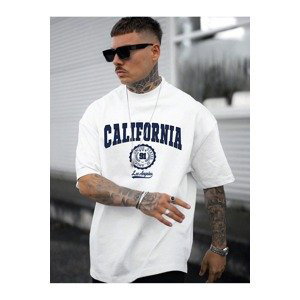 Know Men's White California United State 91 Printed Oversize T-Shirt