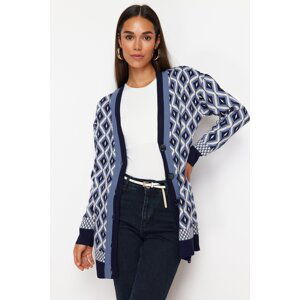 Trendyol Navy Blue Jacquard Button Detailed Knitwear Cardigan