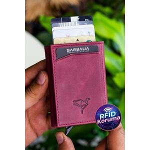 Garbalia Bryant Crazy Claret Red Card Holder Wallet with Leather Movement