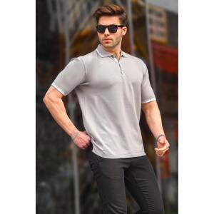 Madmext Gray Polo Neck Men's T-Shirt 6877