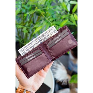 Garbalia Claret Red Genuine Leather Men's Magnetic Wallet