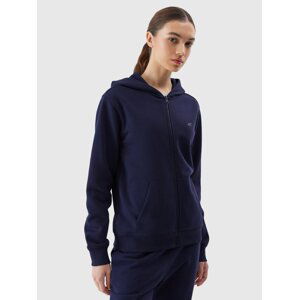 Women's Sweatshirt Zipped Up Hoodie 4F - Navy Blue