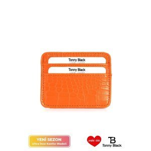 Tonny Black Original Women's Super Slim Croco Leather Slim with Money Compartment Credit Card & Business Card Holder, Wallet Card Holder.