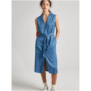 Blue women's denim mididress Pepe Jeans Maggie - Women