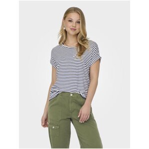 Blue and White Women's Striped T-Shirt ONLY Moster - Women