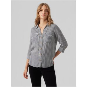 Women's White and Blue Striped Blouse Vero Moda Bumpy - Women's