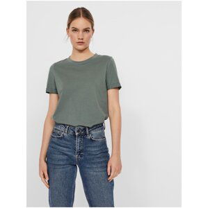 Green women's basic T-shirt VERO MODA Paula - Women