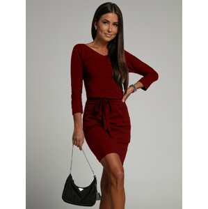 Burgundy dress tied at the waist Fasardi