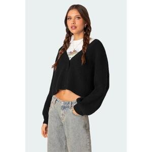 Madmext Black Buttoned Knitwear Sweater Cardigan