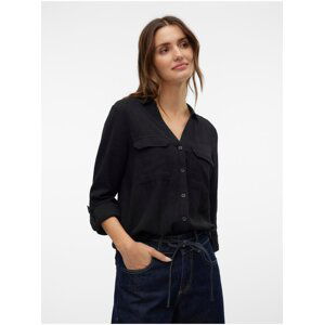 Black women's linen blouse Vero Moda Linn Bumpy - Women