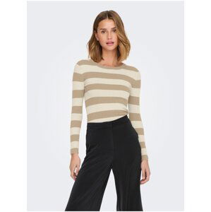 Beige women's striped sweater JDY Plum - Women