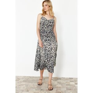 Trendyol Black Floral A-line Strap Midi Woven Dress