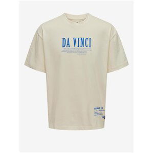 Men's Cream Oversize T-Shirt ONLY & SONS Vinci - Men's