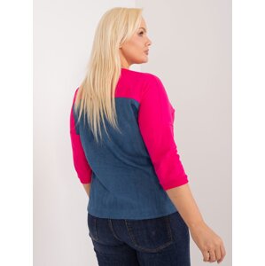 Plus size fuchsia blouse with 3/4 sleeves