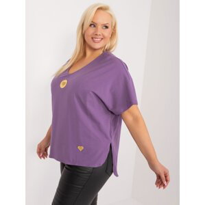 Purple loose plus size neckline blouse