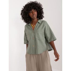 Khaki shirt with loose button