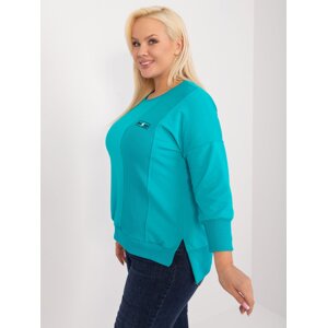 Turquoise blouse plus size with slits